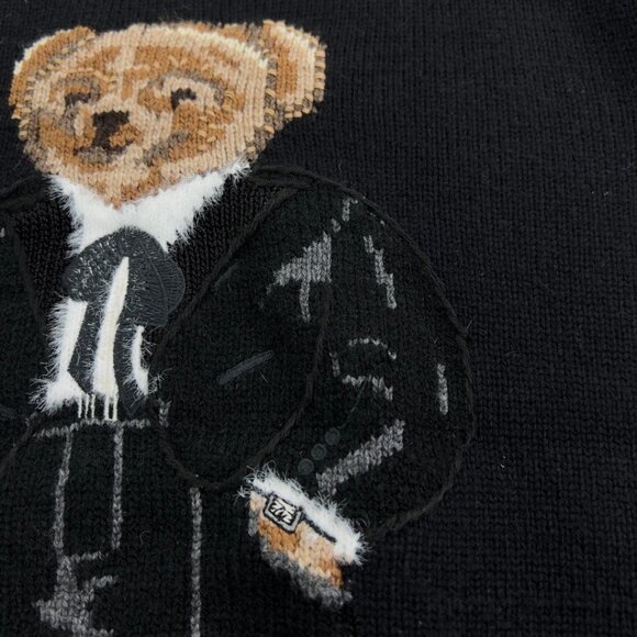 Polo Ralph Lauren Bear Cub Series Black Women's Wool Sweater - Picture 7 of 8